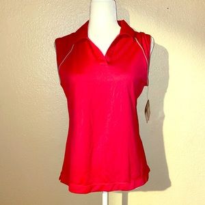 🆕 Danskin Red Polo Type Performance Athletic Top